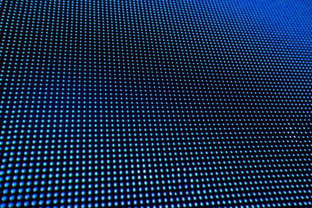 closeup blue lcd screen panel background. video lcd wall pixels.